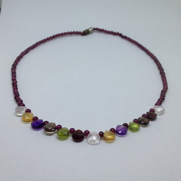 multicolored natural Garnet necklace
